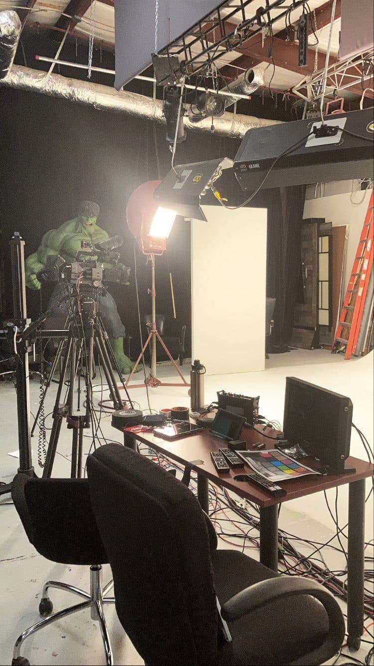 Studio setup with lights and monitors