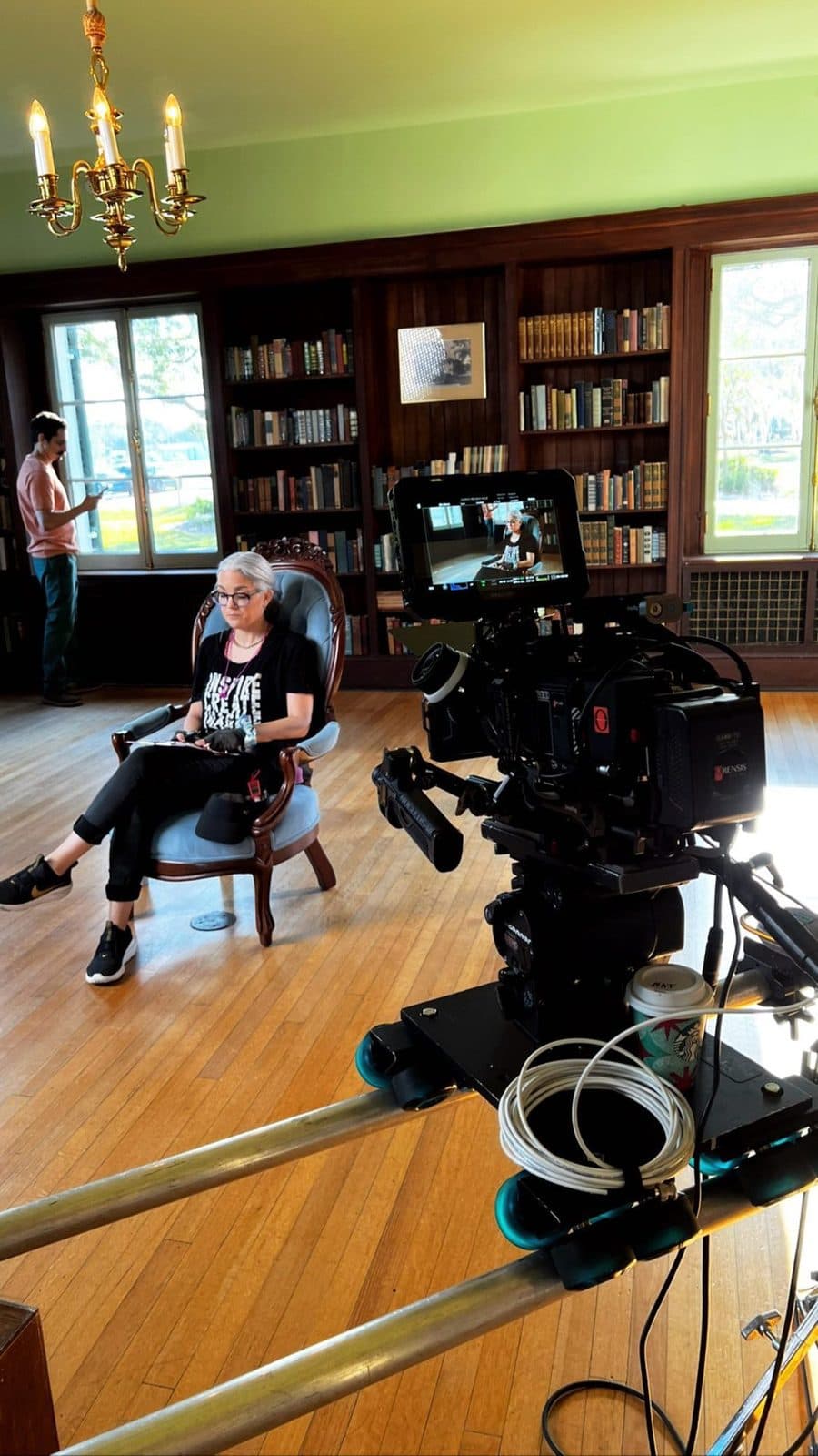 Camera set up in a library